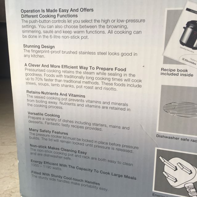 Electrolux Pressure Cooker (EPC6000), TV & Home Appliances, Kitchen