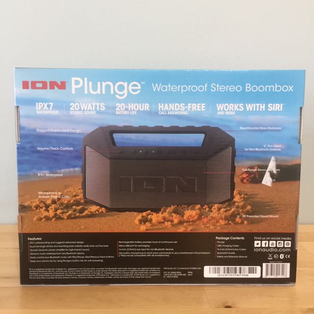 ion plunge waterproof stereo boombox