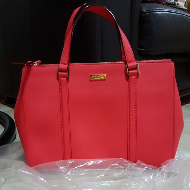 Kate Spade Red Saffiano Leather Satchel Bag Women s Fashion Bags