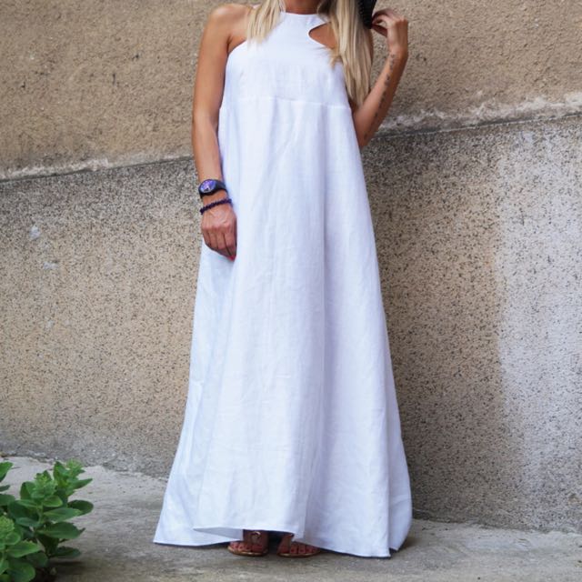 Bn Convertible White Kaftan Asymmetrical Tunic Maxi White Dress