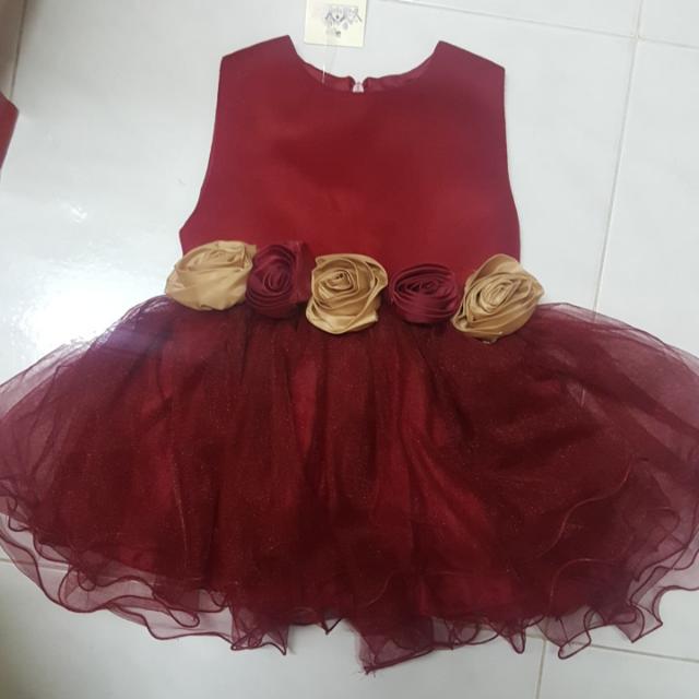 baby girl maroon dress