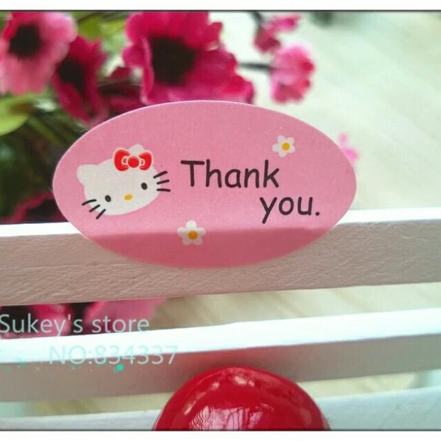 Hello Kitty "Thank You" Sticker, Hobbies & Toys, Stationery & Craft