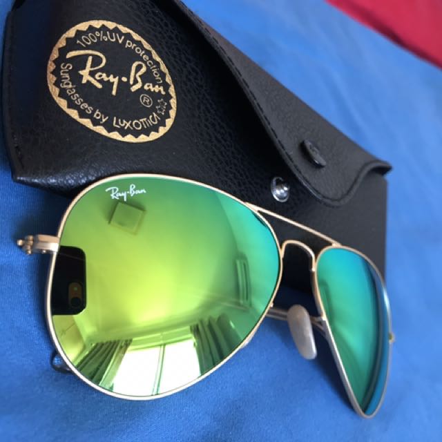 Ray Ban Rb3025 Gold Green Mirror Large Aviator Sunglasses Men S Fashion Accessories On Carousell