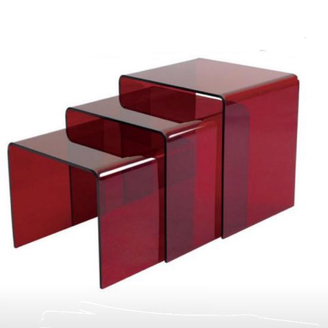 Red White Perspex Minimalist Clear Side Tables Multiple Colour Photo