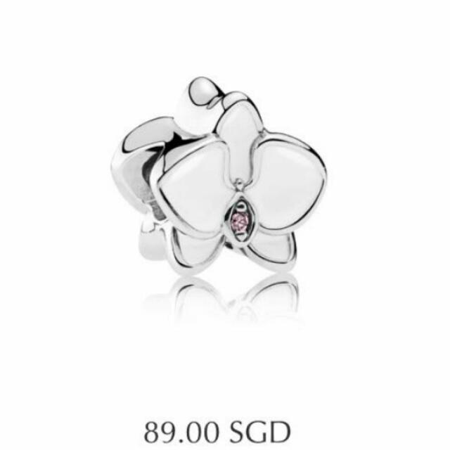 White Orchid Pendant Charm Pandora CarouPay Luxury Accessories