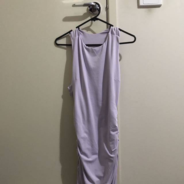 lavender bodycon midi dress