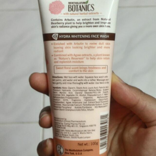 Mentholatum Botanics Hydra Whitening Face Wash Beauty Personal