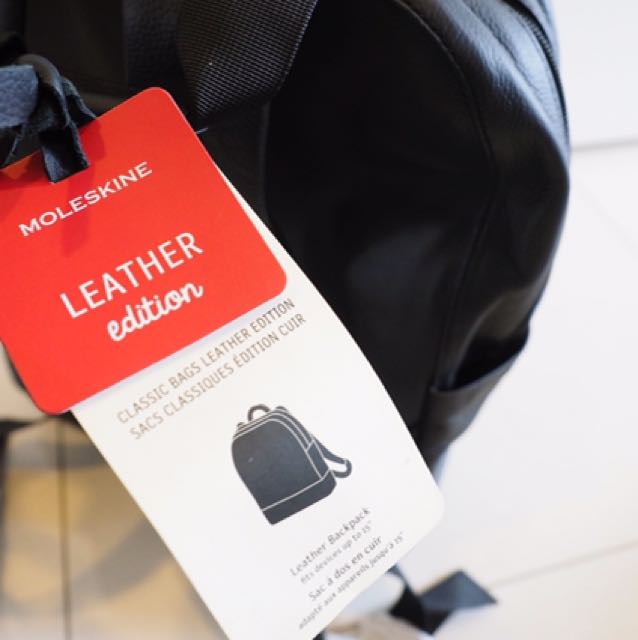 Moleskine Classic Leather Backpack (black), Men's Fashion, Bags