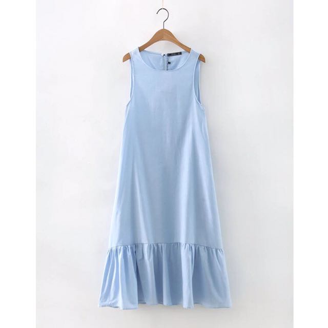 zara blue ruffle dress