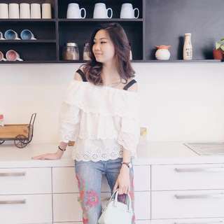 White Sabrina Top