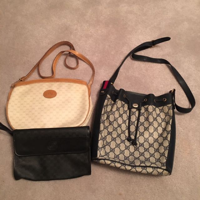 Authentic Vintage Gucci Bags - Lot Of Three Bags, Women&#39;s Fashion, Bags & Wallets on Carousell