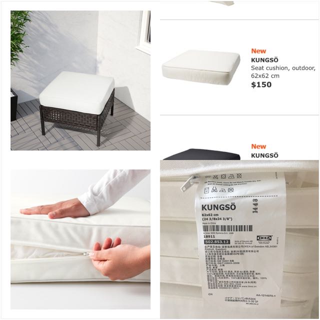 KUDDARNA Seat pad, outdoor, gray, 24 3/8x24 3/8 - IKEA