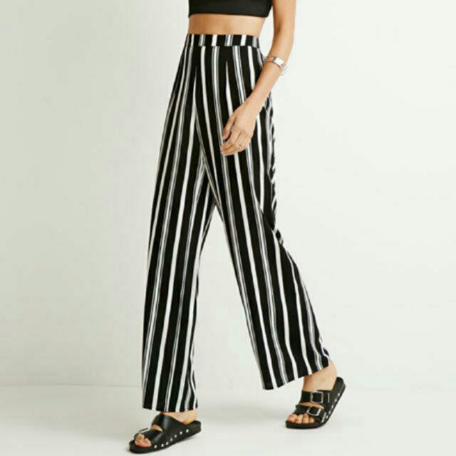 black and white striped flare jeans