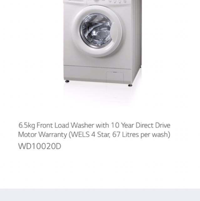 LG 6.5kg Front Load Washing Machine, TV & Home Appliances, Washing