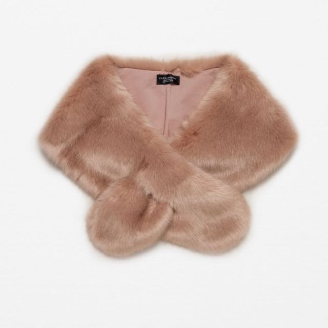 Zara Nude Pink Faux Fur Stole small