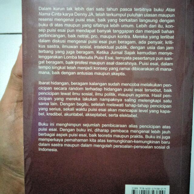Buku Tentang Puisi Esai Buku Alat Tulis Buku Di Carousell