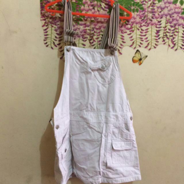 overall jeans putih