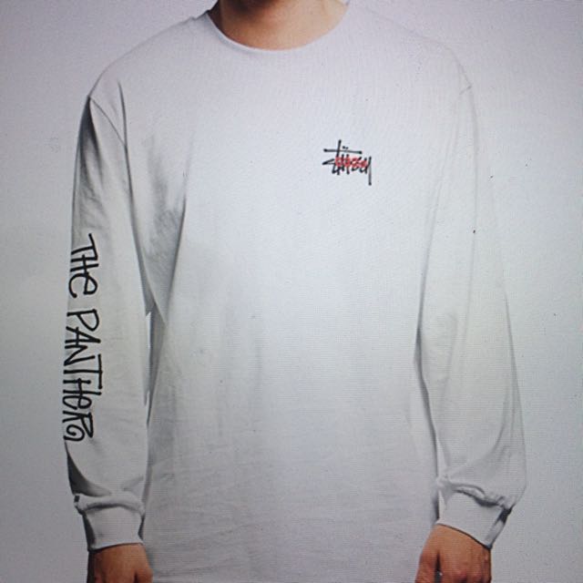 stussy authentic ss tee tshirt logo supreme large L white gray