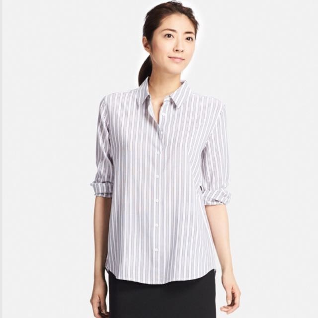 BNWT UNIQLO Rayon Striped Long Sleeve 