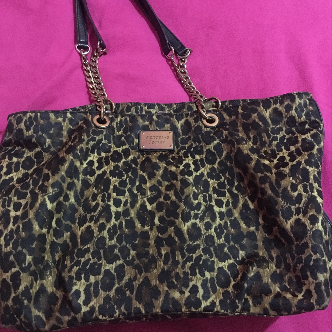 Victoria's secret leopard print tote bag
