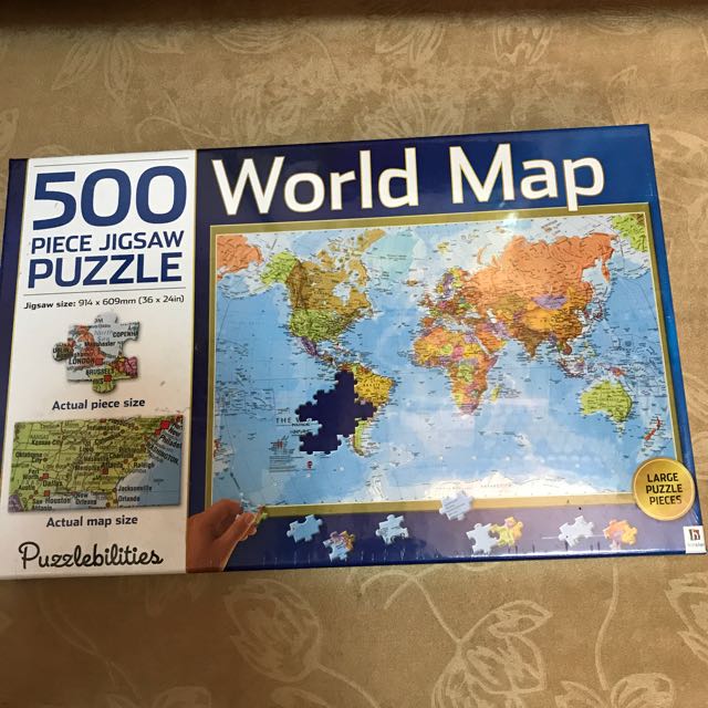 Free Postage Bnib World Map Puzzle 500 Pieces Toys Games Board Games Cards On Carousell