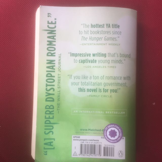 Novel Import Matched By Ally Condie Buku Alat Tulis Buku Di