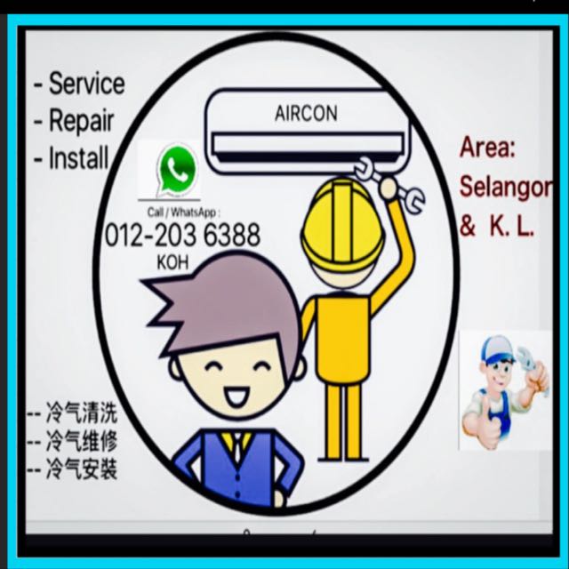 Aircond Service Repair Install Aircon Baiki Pasang Servis Air Cond Tunjuk Banyak Lagi Peralatan Dapur Photo