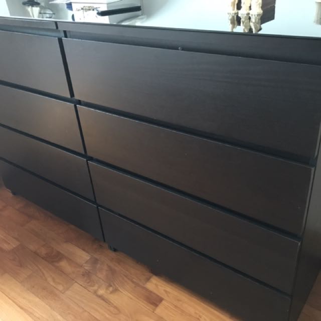 Ikea 2 Chests Of 4 Drawers with a glass top, Furniture & Home Living