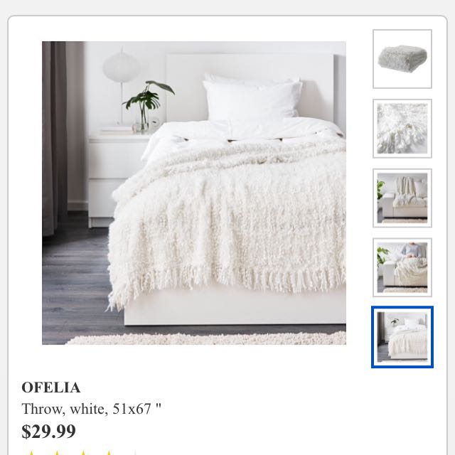 Ikea Ofelia Off White Bobbly Knotted Throw Extra Soft 1.7 x 1.3m 