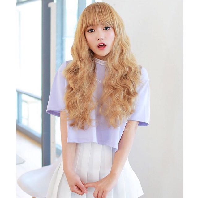 Korean Ulzzang Cheerleader Blonde Sugar Roll Wave Full Wig