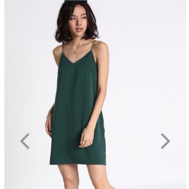 forest green slip dress