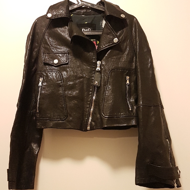 Dolce Gabbana Leather Biker Jacket In Black Women S Fashion Photo