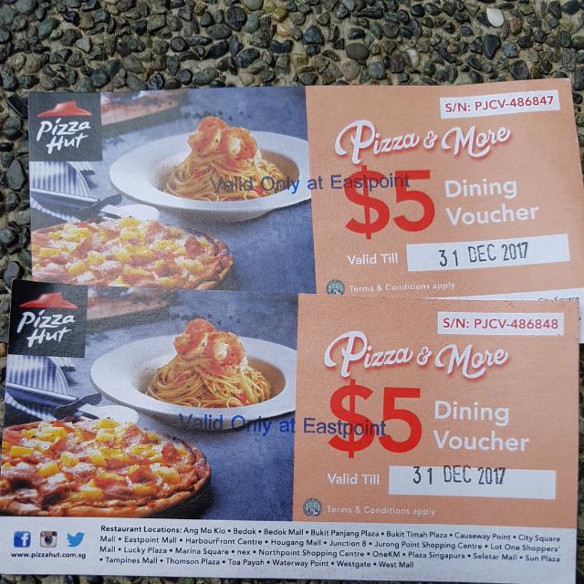 Pizza Hut 5 Vouchers, Tickets & Vouchers, Vouchers on Carousell