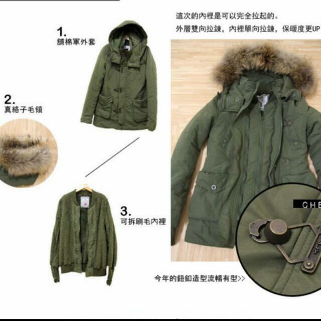 Sly N3b軍綠色毛領連帽長版外套 Women S Fashion Outer On Carousell