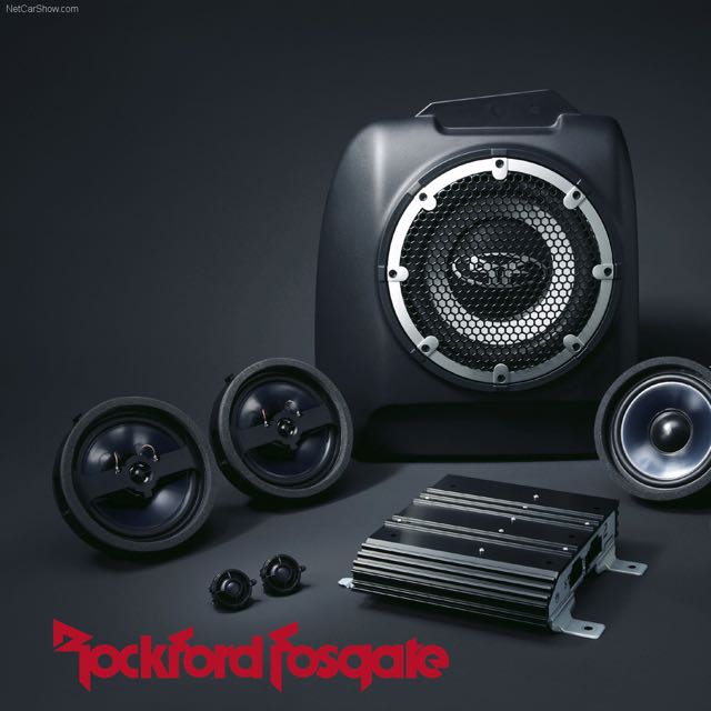 The Rockford Fosgate audio 10-inch subwoofer. For Mitsubishi Lancer GTS