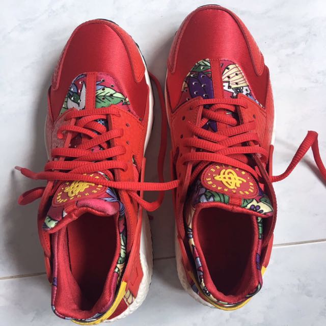 Nike Air Huarache Red Aloha Floral Women s Fashion Footwear Sneakers on Carousell