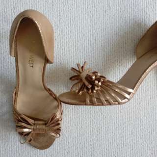 NINE WEST Rose Gold Peep Toe Heels