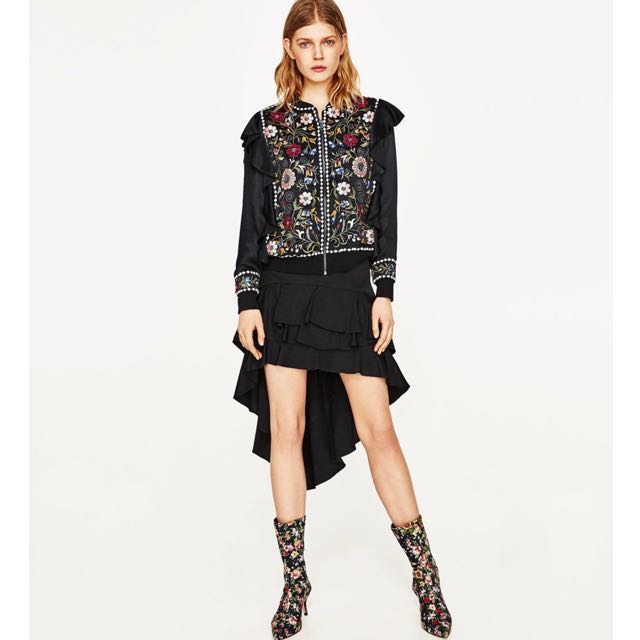 zara embroidered blazer