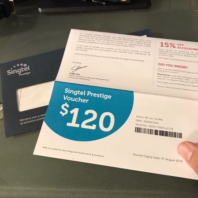 120 Singtel Prestige Voucher, Mobile Phones & Gadgets, Mobile & Gadget