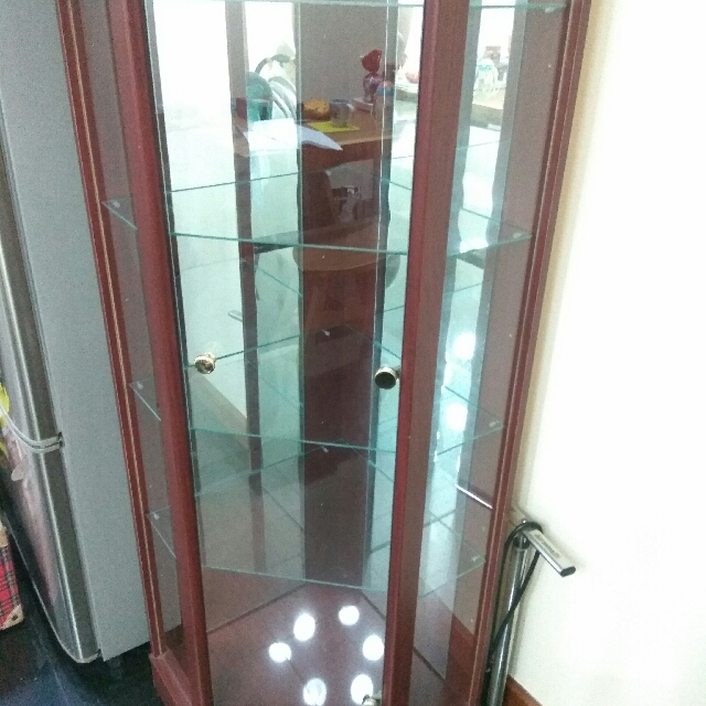 Argos UK, Single Door Corner Glass Display Mahogany
