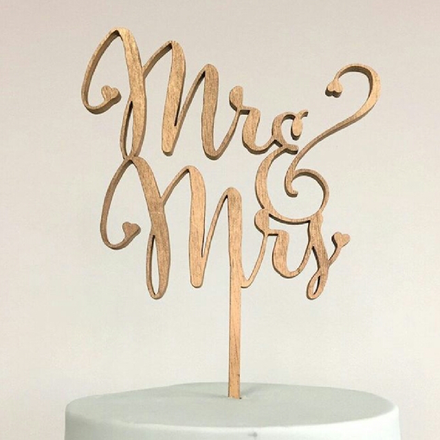Bn Wooden Cake Topper For Wedding Mr Mrs 1 Food Drinks