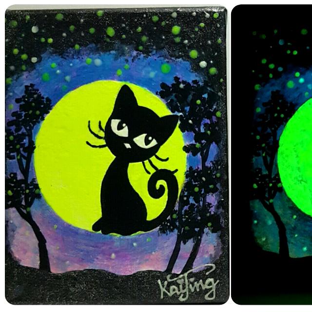 Glow In The Dark Cat Painting Design Craft Art Prints On Carousell