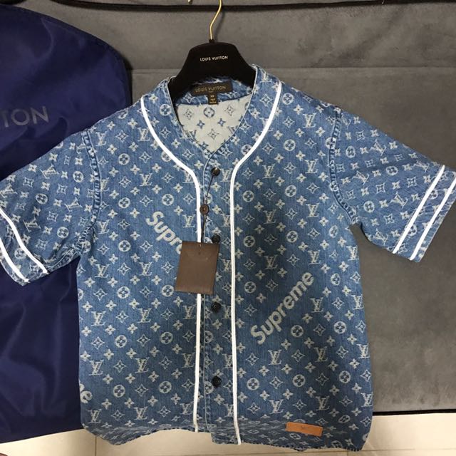 MARKED EU — Supreme x Louis Vuitton Blue Baseball Shirt