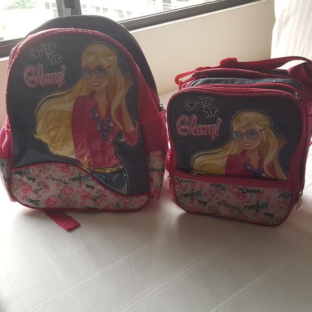 barbie backpack with lunch bag