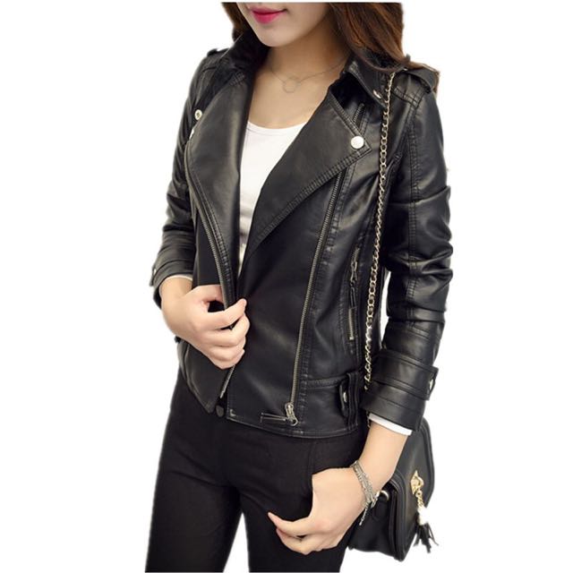 Cotton On Black Leather Jacket Women S Fashion Clothes Outerwear Photo