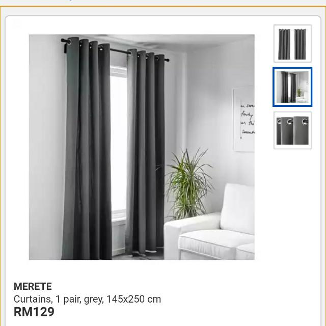 Ikea Merete Curtains Grey Home Furniture Home Decor On Carousell
