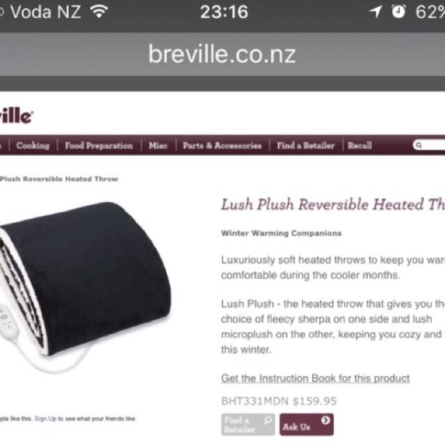 Breville lush plush heated throw 2025