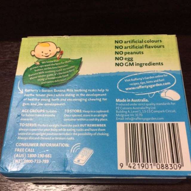 Rafferty's Garden Banana Milk Rusks 100g, Babies & Kids, Nursing