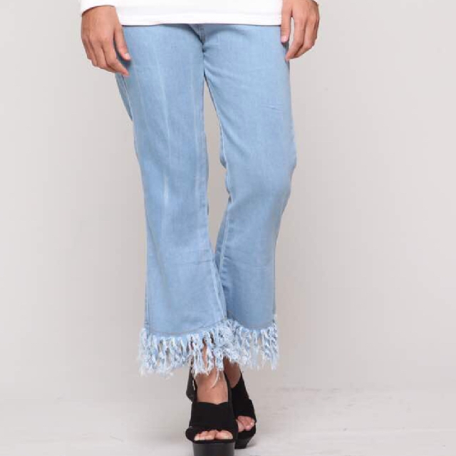 fringe denim jeans