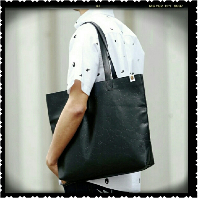 NEW IN STOCK Bape Faux Leather Tote Bag Men s Fashion Bags Belt bags Clutches and Pouches on Carousell